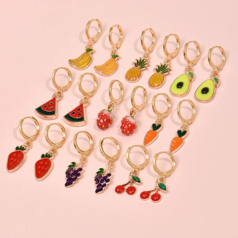 LOVOACC Wonderful Multiple Cartoon Fruit Drop Earrings for Women Girls Asymmetric Enamel Alloy Dangle Earrings Sweet Oorbellen
LOVOACC Wonderful Multiple Cartoon Fruit Drop Earrings for Women Girls Asymmetric Enamel Alloy Dangle Earrings Sweet Oorbellen