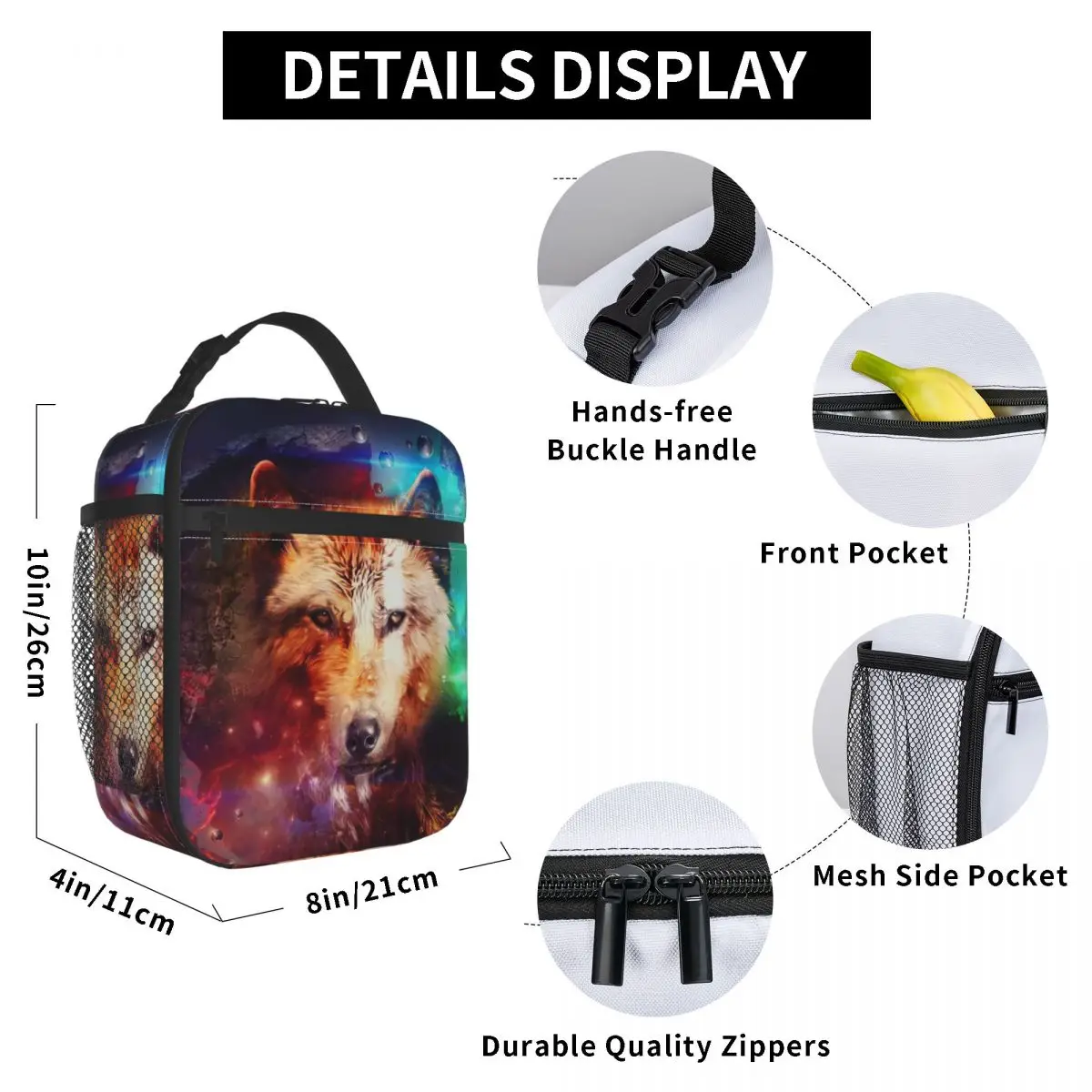 Wolf Lunch Bag for Women Men Large Insulated Lunch Box with Water Bottle Holder and Pockets
Wolf Lunch Bag for Women Men Large Insulated Lunch Box with Water Bottle Holder and Pockets