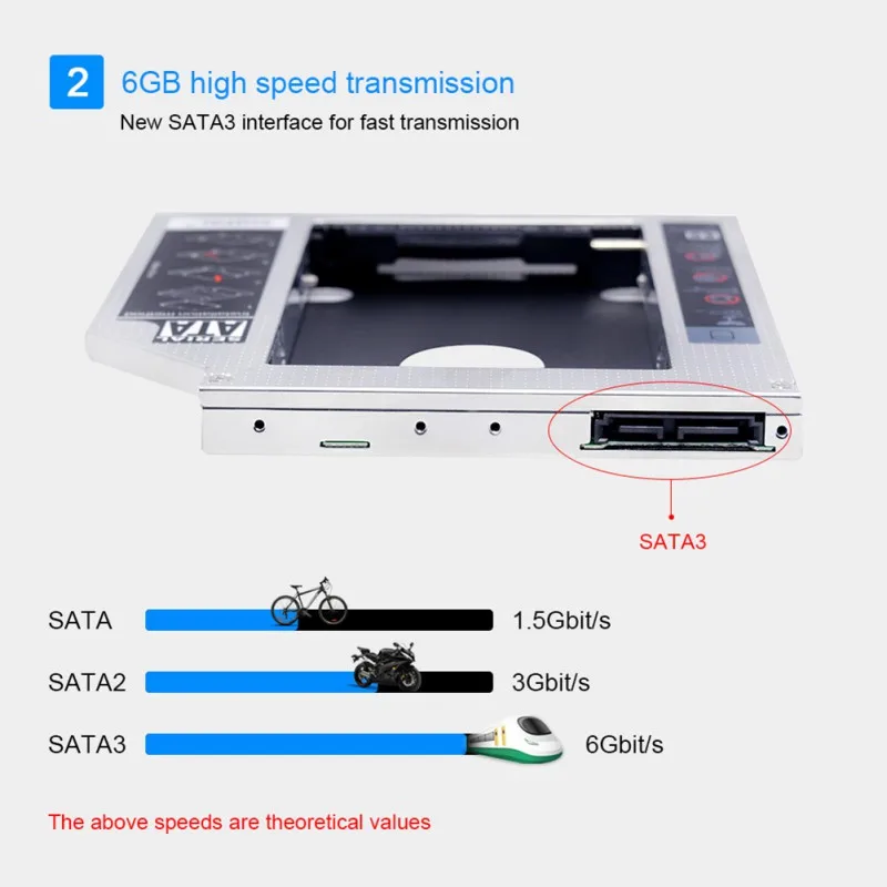 12 7 мм ноутбук HDD Caddy алюминиевый оптический привод Bay SATA 3 0 коробка для жесткого