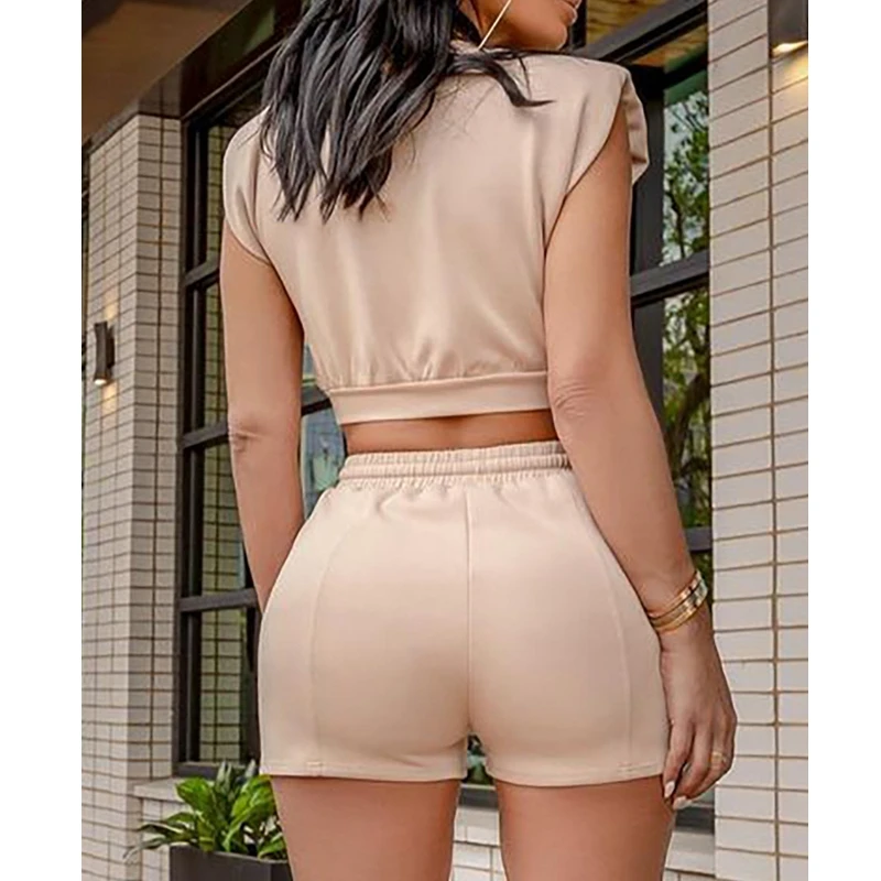 WEPBEL Women's Sexy Solid Color Casual Slim Suit Summer Sleeveless O-Neck T-shirt + High Waist Lace-up Pocket Shorts Suit
WEPBEL Women's Sexy Solid Color Casual Slim Suit Summer Sleeveless O-Neck T-shirt + High Waist Lace-up Pocket Shorts Suit