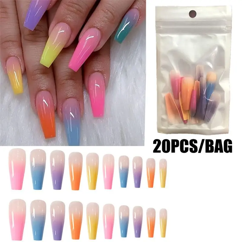 20/pack Long Coffin Fake Nails Rainbow Ballerina Full Nail Art Tips with Designs Press On Nails Art Fake Extension Tips
20/pack Long Coffin Fake Nails Rainbow Ballerina Full Nail Art Tips with Designs Press On Nails Art Fake Extension Tips