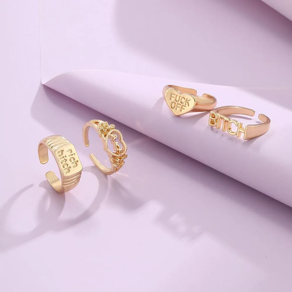 Coconal Fashion INS Gold Color Alphabet Rich Bitch Ring for Woman Rings Set Charm Retro Jewelry Party Birthday Gift Wholesale
Coconal Fashion INS Gold Color Alphabet Rich Bitch Ring for Woman Rings Set Charm Retro Jewelry Party Birthday Gift Wholesale