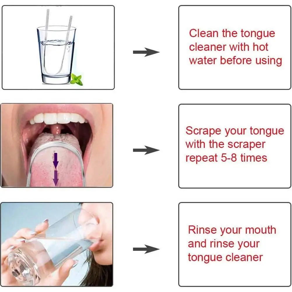 Steel Tongue Cleaner Oral Tongue Cleaner Oral Scraper Tools Brush Cleaning Hygiene Toothbrush Breath Care K2T3