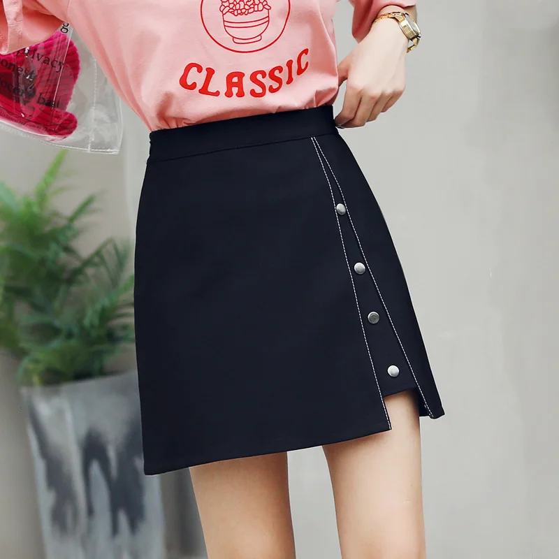 Womens New High-quality Ladies Skirts Women Simple Korean Style Single Breasted Slim All-match Black Soft High Waist Skirt
Womens New High-quality Ladies Skirts Women Simple Korean Style Single Breasted Slim All-match Black Soft High Waist Skirt
