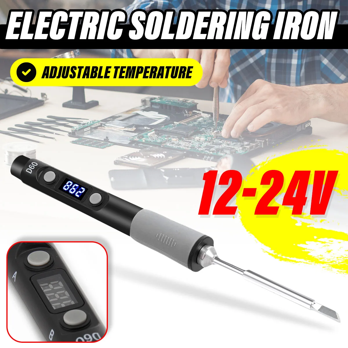Паяльная станция SQ-D60, 60 Вт, цифровая, с интерфейсом Type-C DC12-24V, 100-400, с регулируемой температурой, наборы для сварки
Паяльная станция SQ-D60, 60 Вт, цифровая, с интерфейсом Type-C DC12-24V, 100-400, с регулируемой температурой, наборы для сварки