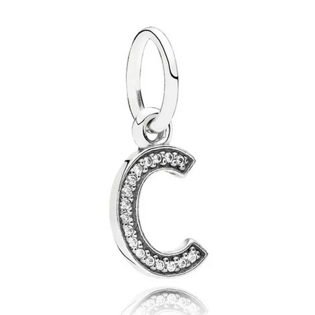 QANDOCCI буквы A-Z болтающиеся алфавита с милый кулон кристаллом Fit Pandora браслет бусины