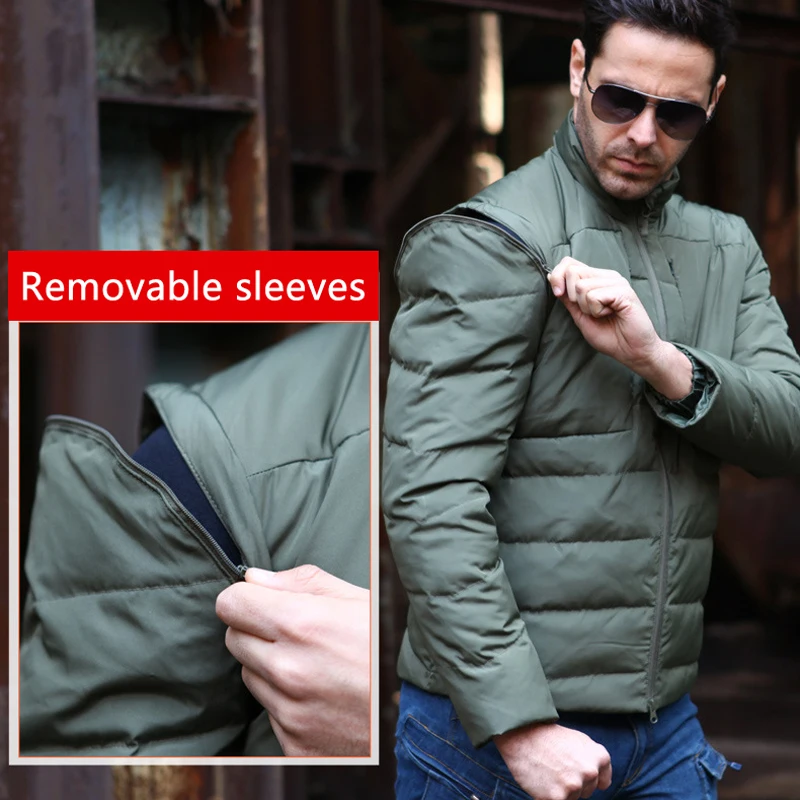 Mens Down Jackets Winter Portability Warm 90% White Duck Down Coat Military Waterproof Parkas Removable Sleeves Outerwear
Mens Down Jackets Winter Portability Warm 90% White Duck Down Coat Military Waterproof Parkas Removable Sleeves Outerwear