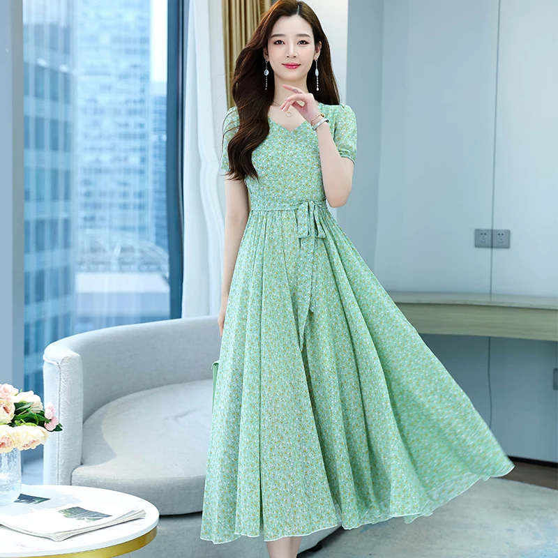Robe Longue Vestidos De Mujer Casual Floral Dress Tunics Women Summer Beach Maxi Dresses For Green Elegant Chic Chiffon Party
Robe Longue Vestidos De Mujer Casual Floral Dress Tunics Women Summer Beach Maxi Dresses For Green Elegant Chic Chiffon Party