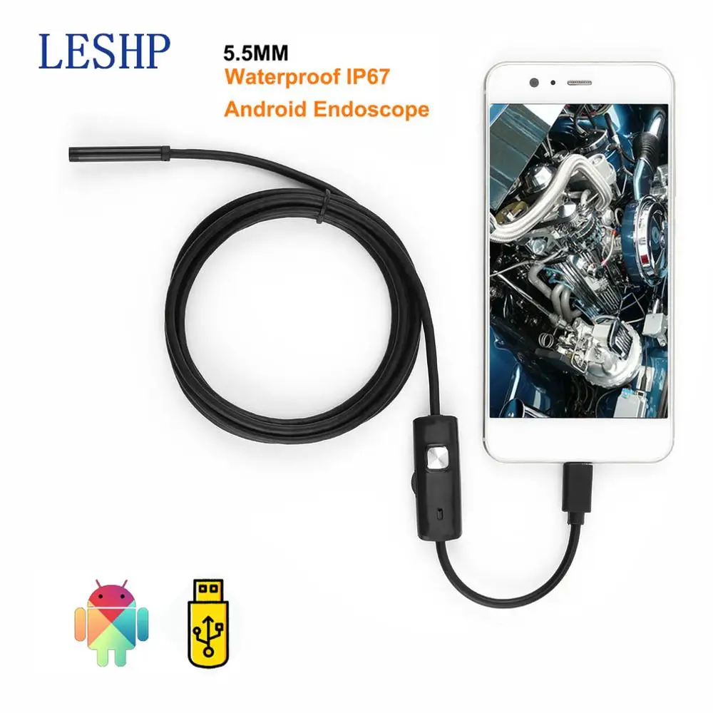 5.5mm Endoscope Camera HD USB Endoscope With 6 LED 1/1.5/2M/3.5M/5M Soft Cable Waterproof Inspection Borescope for Android PC 
5.5mm Endoscope Camera HD USB Endoscope With 6 LED 1/1.5/2M/3.5M/5M Soft Cable Waterproof Inspection Borescope for Android PC