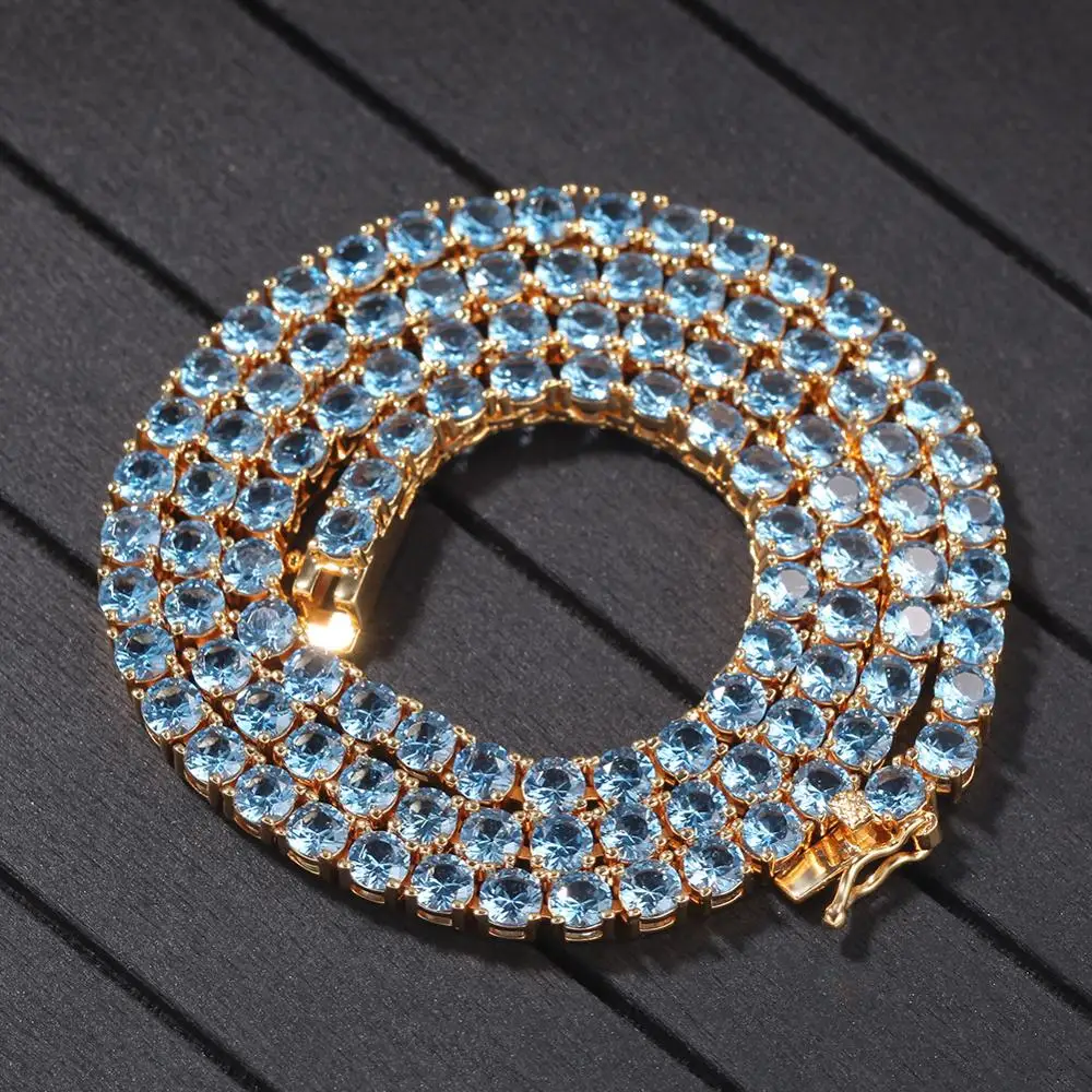 European And American Hip-Hop 4mm Copper Inlaid Sea Blue Zircon A Row Of Necklaces Fashion Men And Women Couples Wild Jewelry
European And American Hip-Hop 4mm Copper Inlaid Sea Blue Zircon A Row Of Necklaces Fashion Men And Women Couples Wild Jewelry