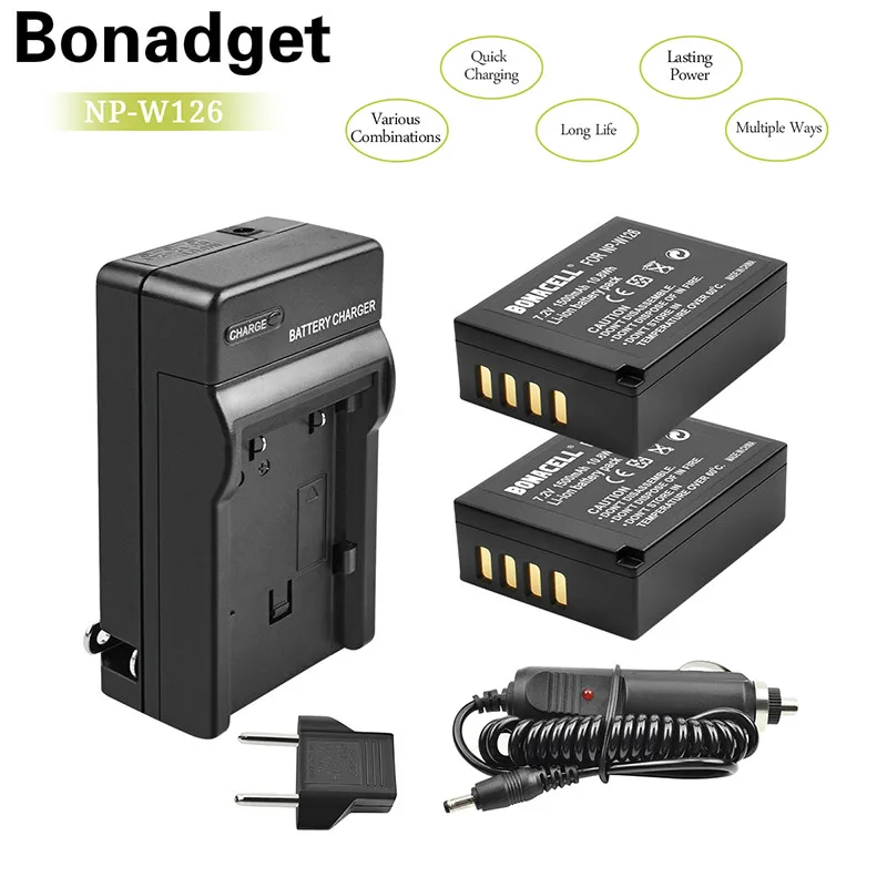 Bonadget 1.5Ah для ЖК дисплея с подсветкой Fujifilm NPW126 NP W126 W126S Батарея Зарядное устройство