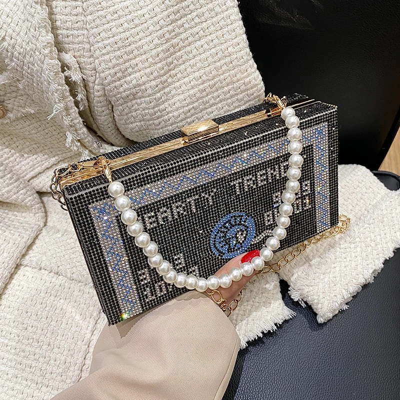 

Вечерняя металлическая Сумка-клатч, кошелек, квадратная сумка с блестящими бриллиантами для женщин, Классическая блестящая женская сумка-мессенджер, мини сумка на плечо