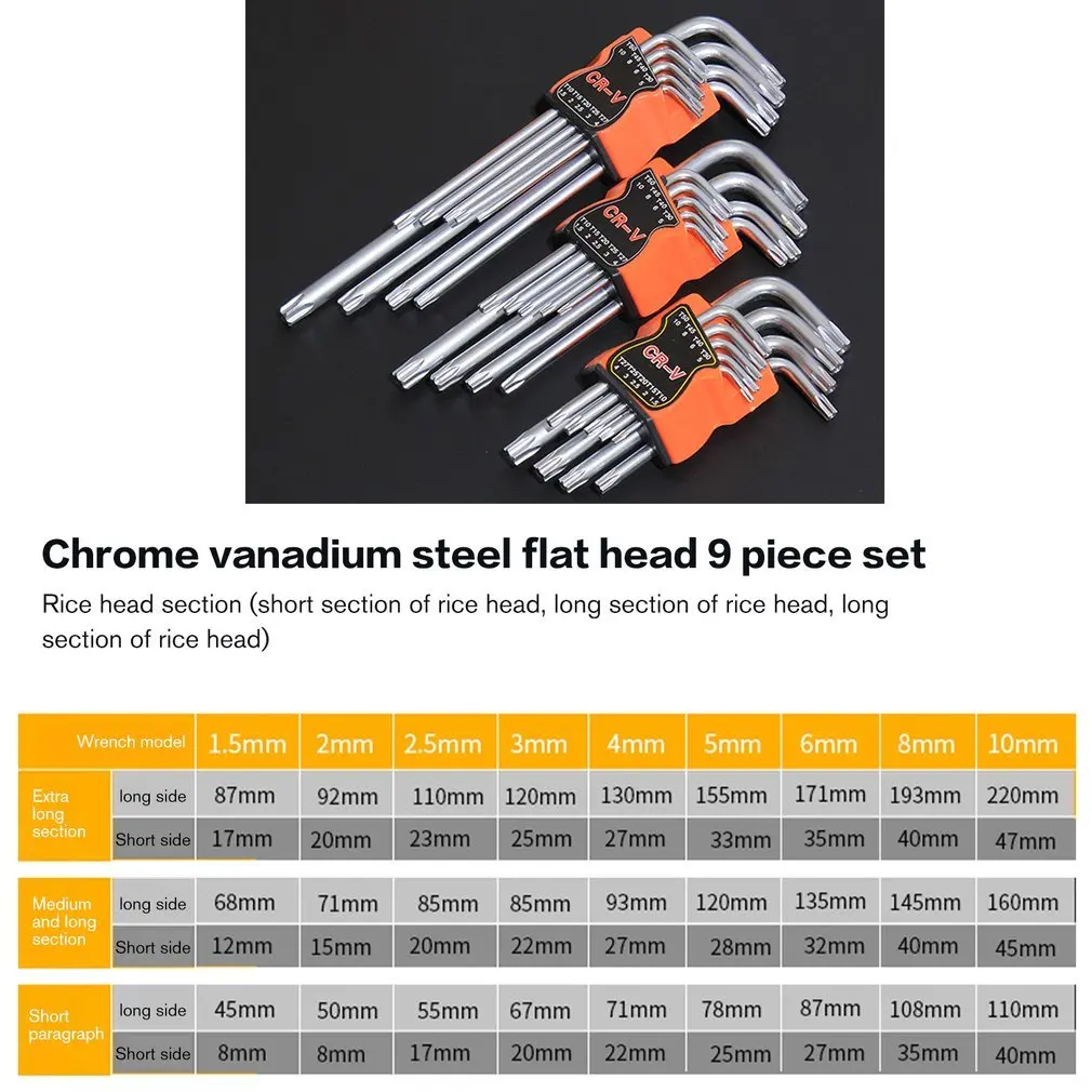 9 Pcs Plum Star Hex Key Wrench Sets Torx L Shape Repair Tool Screwdriver Tool Set CR-V Steel Torque Spanner
9 Pcs Plum Star Hex Key Wrench Sets Torx L Shape Repair Tool Screwdriver Tool Set CR-V Steel Torque Spanner