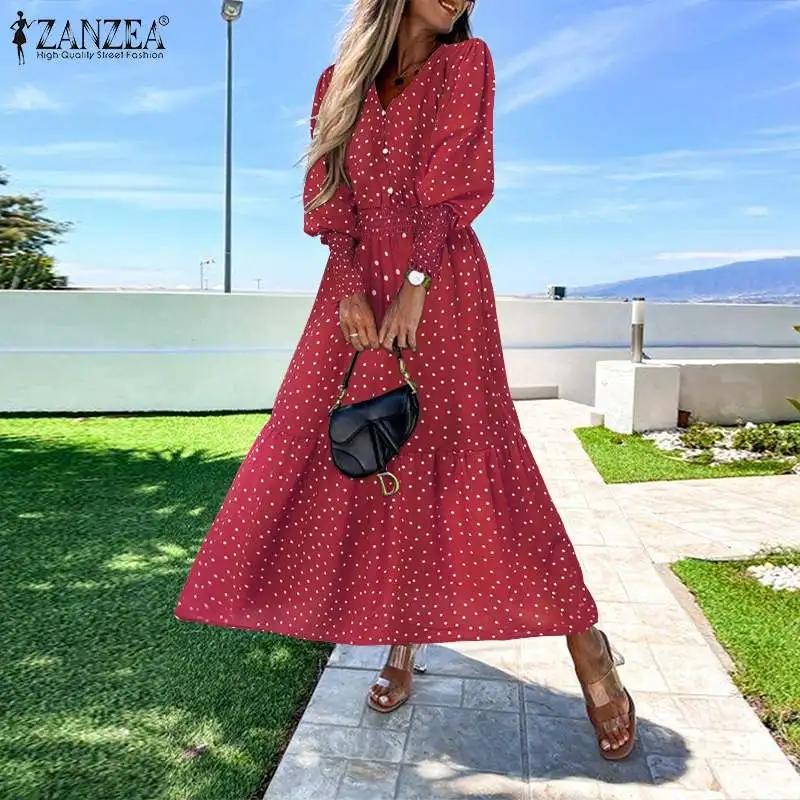 ZANZEA Fashion Bohemian Long Maxi Dress 2021 Autumn Ploka Dot Print Ruffle Dresses Oversize Womens Elegant Party V Neck Vestidos
ZANZEA Fashion Bohemian Long Maxi Dress 2021 Autumn Ploka Dot Print Ruffle Dresses Oversize Womens Elegant Party V Neck Vestidos