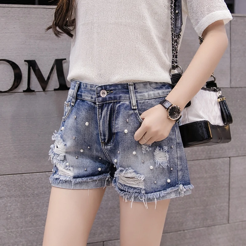 Denim Shorts Women's Summer High Waist Ripped 2021 New Loose Slimming Beaded Wide Leg Shorts Jeans Female A- line Hot Pants
Denim Shorts Women's Summer High Waist Ripped 2021 New Loose Slimming Beaded Wide Leg Shorts Jeans Female A- line Hot Pants