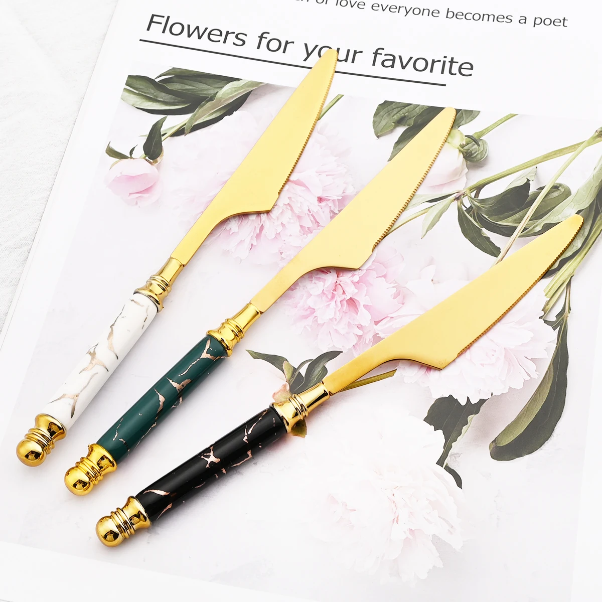 Creative Imitation Marble Steak Knife Mirror Gold Dinnerware Cutlery Set Stainless Steel Dinner Knife Set Kitchen Tableware Set
Creative Imitation Marble Steak Knife Mirror Gold Dinnerware Cutlery Set Stainless Steel Dinner Knife Set Kitchen Tableware Set