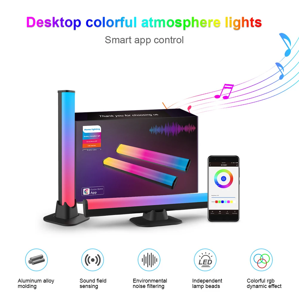 2 набора RGB светодиодный ритмичный светильник для музыки, настольного ТВ, атмосферный светильник для вечерние, игрового компьютера, украшен...
2 набора RGB светодиодный ритмичный светильник для музыки, настольного ТВ, атмосферный светильник для вечерние, игрового компьютера, украшен...