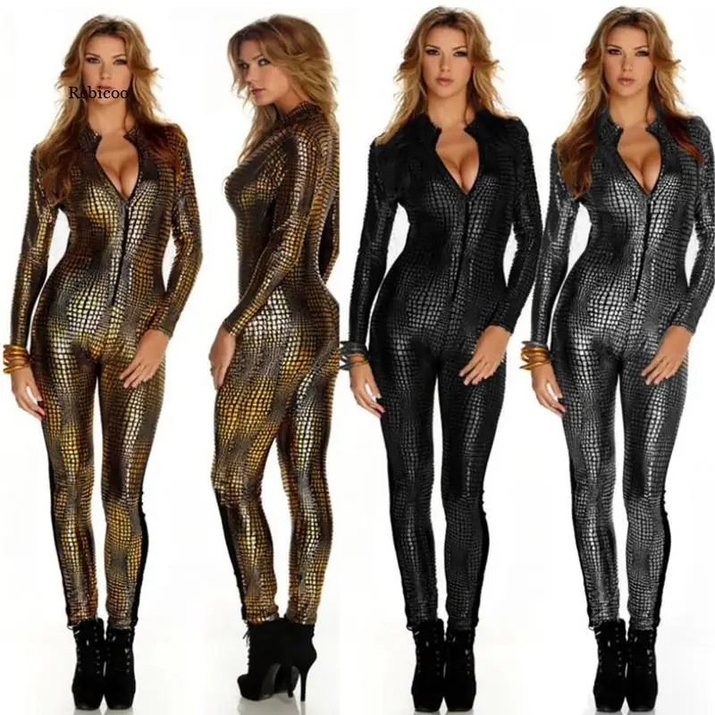 New Women Sexy Metal Black Gold Silver Snake Skin Faux Leather Zipper Fornt Bandage Jumpsuit Bodysuit Catsuit Overall
New Women Sexy Metal Black Gold Silver Snake Skin Faux Leather Zipper Fornt Bandage Jumpsuit Bodysuit Catsuit Overall