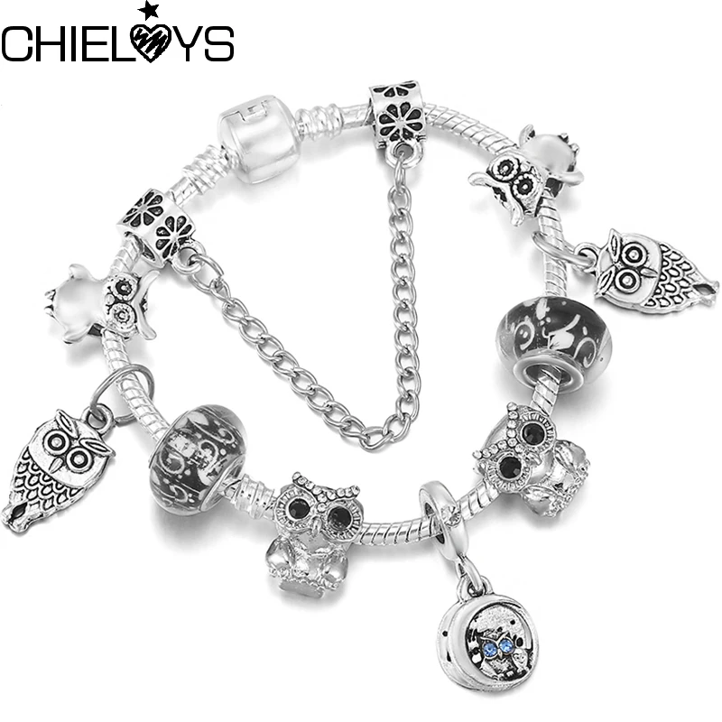 Silver Color Vivid Owl Beads Charm Bracelets & Bangles With Snake Chain Bracelets For Women Men Kid Crystal Jewelry Dropshipping
Silver Color Vivid Owl Beads Charm Bracelets & Bangles With Snake Chain Bracelets For Women Men Kid Crystal Jewelry Dropshipping