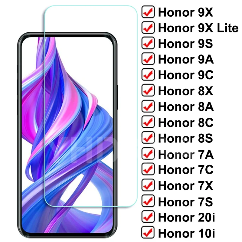 

Защитное стекло 9D для Honor 9X Lite 9A 9C 9S, закаленное стекло для защиты экрана Honor 8X, 8A, 8C, 8S, 7A, 7C, 7X, 7S, 20i, 10i, 9i, стеклянная пленка
