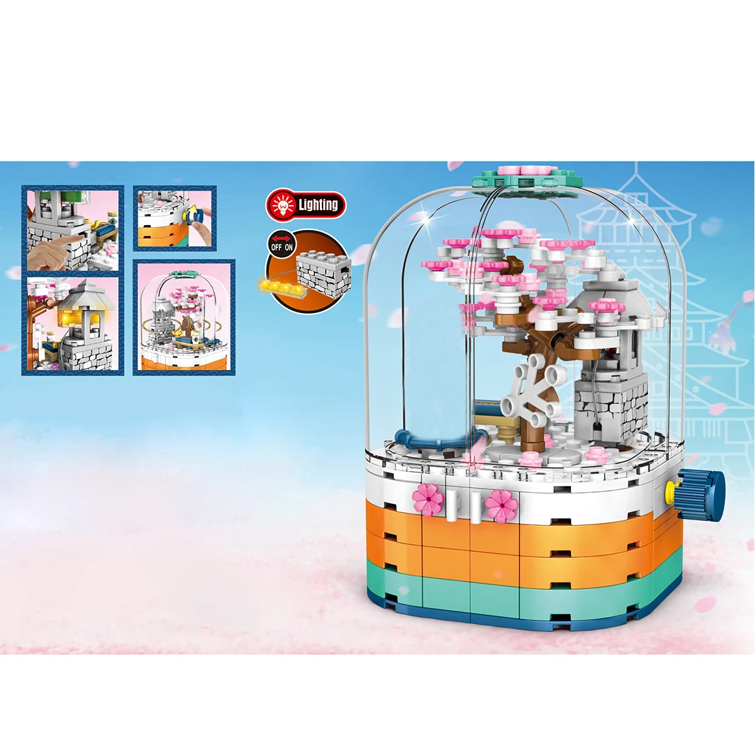 259+Pcs Moc Small Particles Romantic Sakura Tree Cherry Blossom model building blocks - Transparent Light Rotating Box
259+Pcs Moc Small Particles Romantic Sakura Tree Cherry Blossom model building blocks - Transparent Light Rotating Box