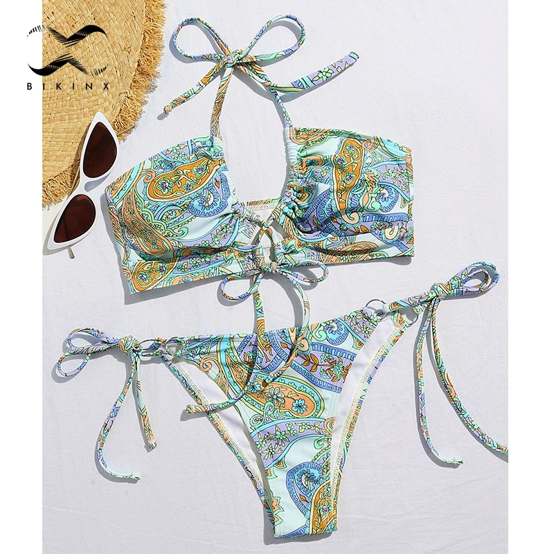Vintage print bandeau swimsuit women's swimming suit Halter push up bikini 2021 String high cut swimwear Sexy bathing suit New
Vintage print bandeau swimsuit women's swimming suit Halter push up bikini 2021 String high cut swimwear Sexy bathing suit New