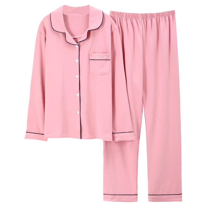 Pink Nightwear Women's Cotton Sleepwear New Autumn Winter Pyjama Simple Comfort Pajamas Set Loose Home Suit Loose Pijamas Mujer
Pink Nightwear Women's Cotton Sleepwear New Autumn Winter Pyjama Simple Comfort Pajamas Set Loose Home Suit Loose Pijamas Mujer