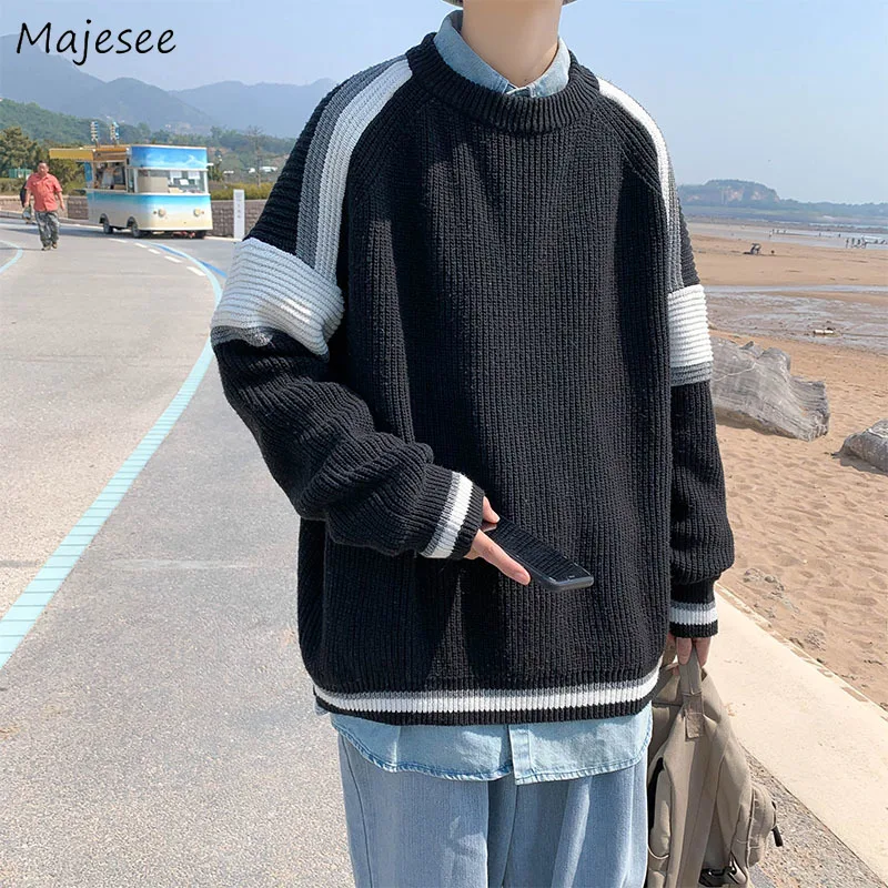 Men Pullovers Patchwork Simple Loose Casual Couples O-neck Young Students Fashion Ulzzang Korean Style Male Sweaters Harajuku
Men Pullovers Patchwork Simple Loose Casual Couples O-neck Young Students Fashion Ulzzang Korean Style Male Sweaters Harajuku