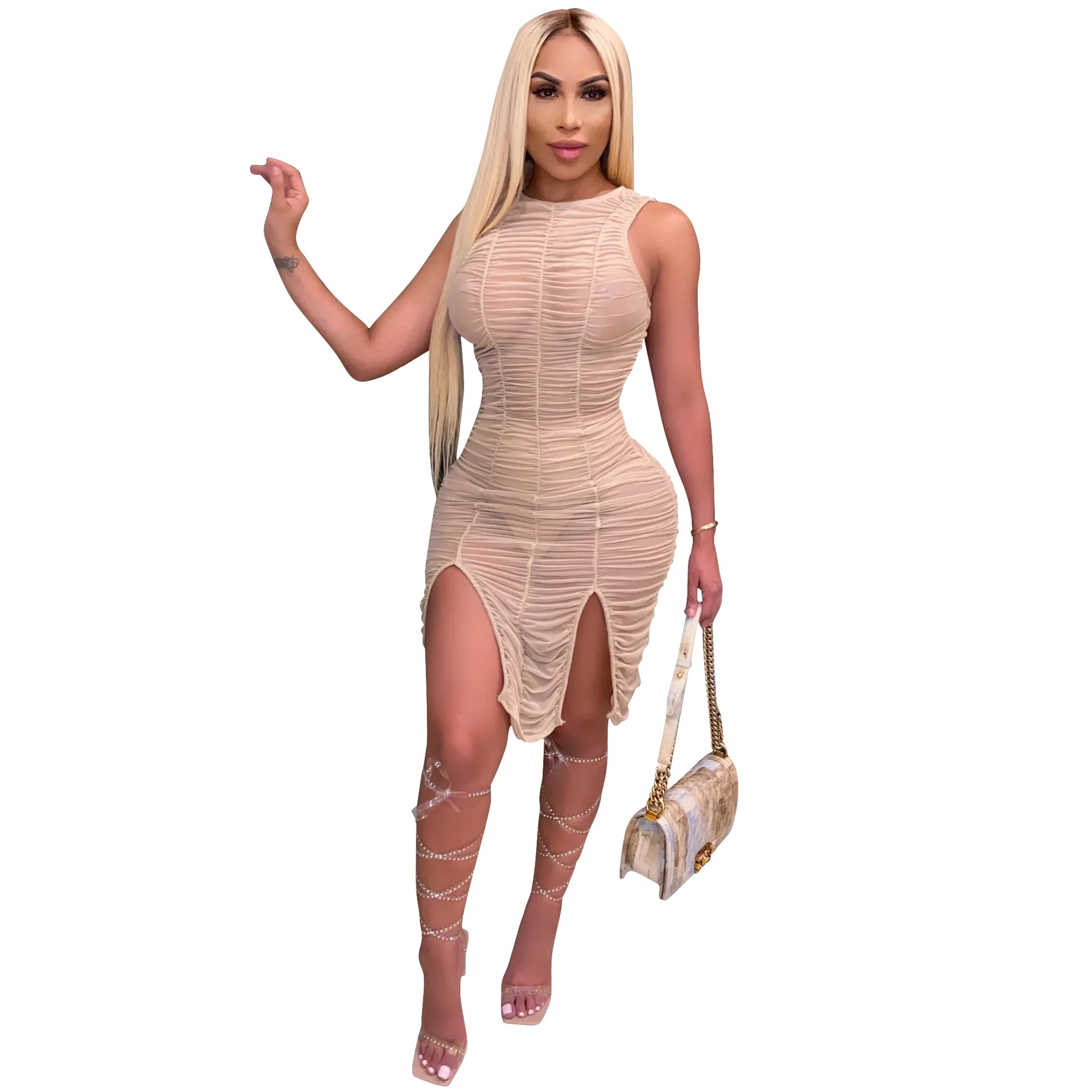 Zoctuo Mesh See Through Sexy Dresses for Women O-Neck Slit Sexy Club Mini Dress 2020 Summer Draped Sleeveless Summer Dresses
Zoctuo Mesh See Through Sexy Dresses for Women O-Neck Slit Sexy Club Mini Dress 2020 Summer Draped Sleeveless Summer Dresses