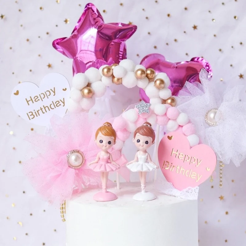 Ballerina Girl Cake Decoration Pink White Hairball Arch Balloon Cake Toppers Wedding Birthday Party Decor Kids favor Baking
Ballerina Girl Cake Decoration Pink White Hairball Arch Balloon Cake Toppers Wedding Birthday Party Decor Kids favor Baking