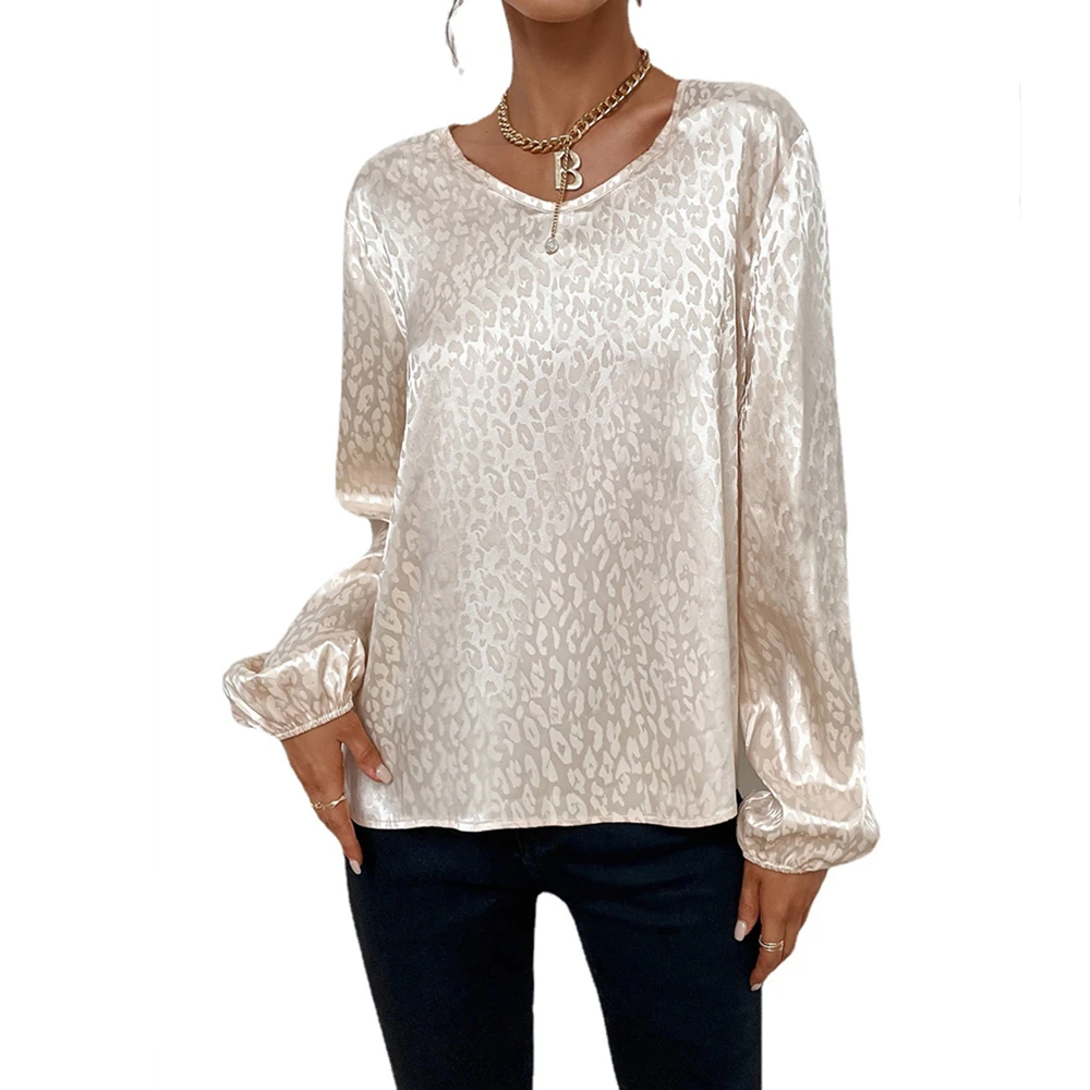 Женская рубашка с леопардовым принтом, Повседневная жаккардовая футболка с V-образным вырезом и длинными рукавами, весна-лето 2022
Женская рубашка с леопардовым принтом, Повседневная жаккардовая футболка с V-образным вырезом и длинными рукавами, весна-лето 2022