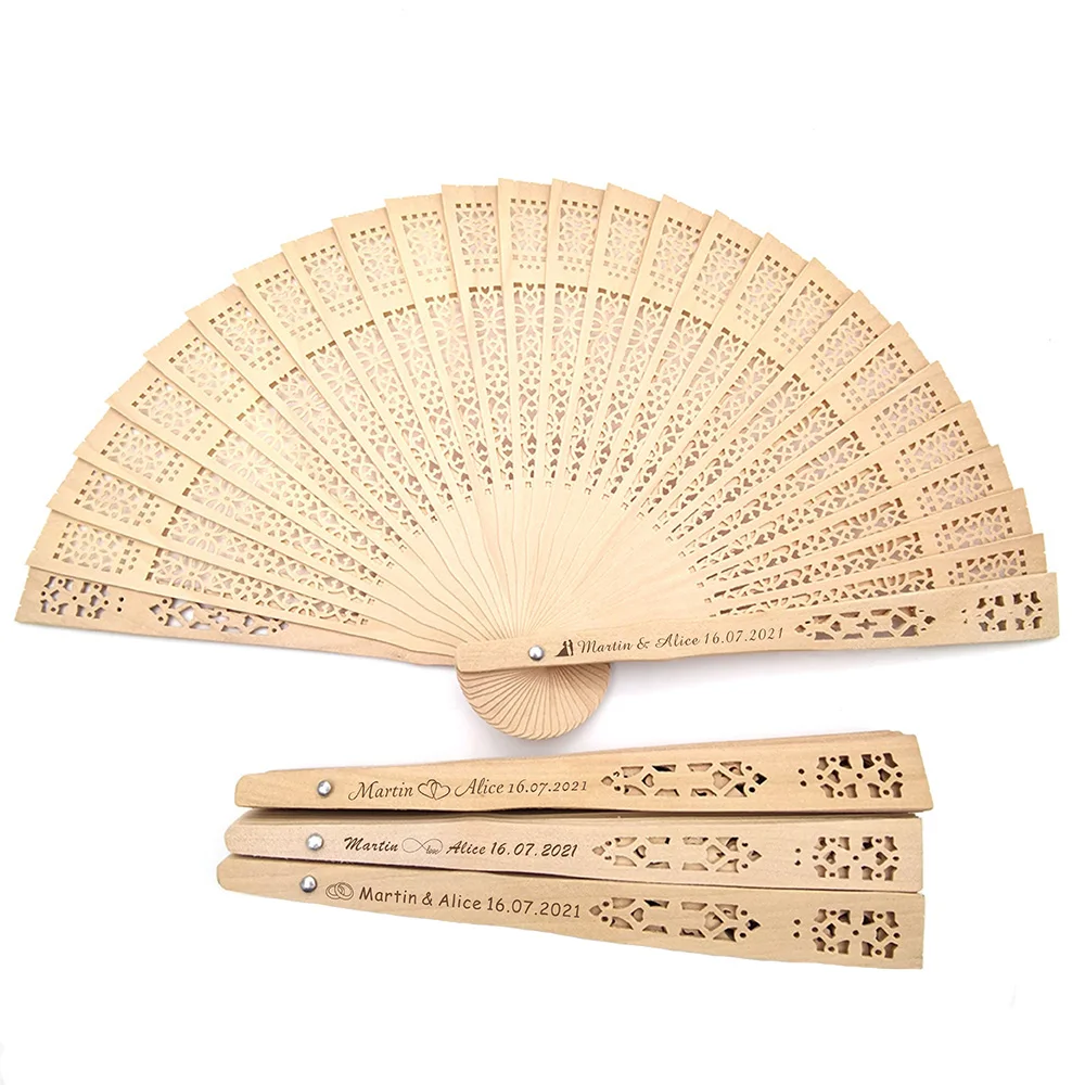 

20Pcs Personalized Carved Folding Fanswedding Party Wedding Supplies Customization Giftsbaby Showershome Decoration Wooden Fans