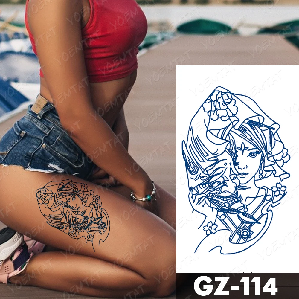 Juice Ink Lasting Waterproof Temporary Tattoo Stickers Japanese Geisha Devil Prajna Mask Flash Tattoos Woman Body Art Fake Tatto
Juice Ink Lasting Waterproof Temporary Tattoo Stickers Japanese Geisha Devil Prajna Mask Flash Tattoos Woman Body Art Fake Tatto