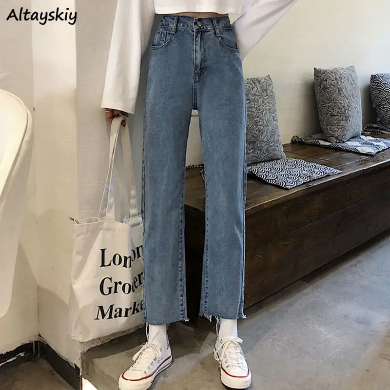 Blue Jeans Women Retro Straight Ankle-length Trousers Zipper Fly Fur-lined Denim High Waist Bottoms Korean Style Spring Baggy BF
Blue Jeans Women Retro Straight Ankle-length Trousers Zipper Fly Fur-lined Denim High Waist Bottoms Korean Style Spring Baggy BF