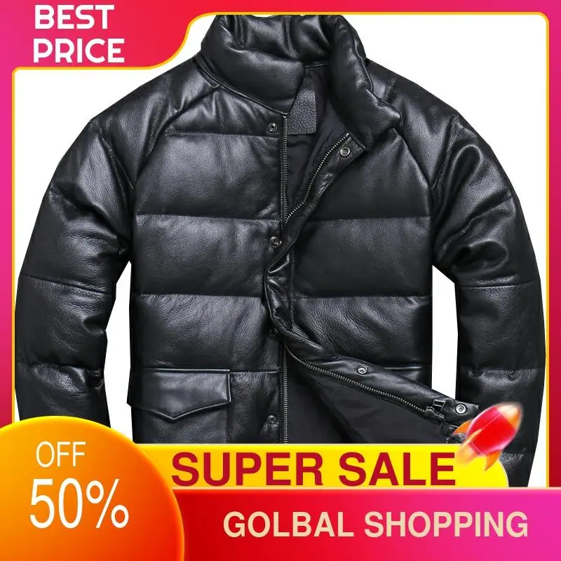 2021 Black Casual Style Genuine Leather Down Jacket Plus Size 3XL Stand Collar Real Natural Cowhide Winter Warm Thick Coat
2021 Black Casual Style Genuine Leather Down Jacket Plus Size 3XL Stand Collar Real Natural Cowhide Winter Warm Thick Coat