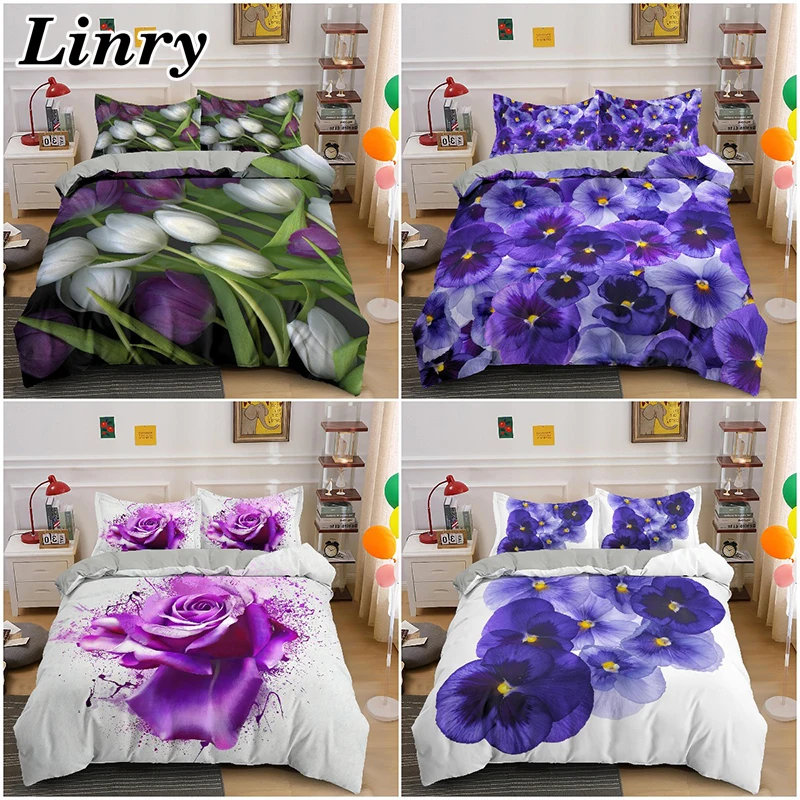 3D Flower Bedding Set Purple Duvet Cover King Queen Size Quilt Cover Adult Child Bedclothes Comforter Cover Home Textile 2/3Pcs
3D Flower Bedding Set Purple Duvet Cover King Queen Size Quilt Cover Adult Child Bedclothes Comforter Cover Home Textile 2/3Pcs