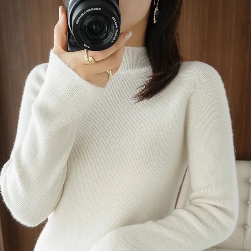 2021 autumn and winter new semi-high neck bottoming shirt pullover knit sweater women's slim slim long-sleeved western style
2021 autumn and winter new semi-high neck bottoming shirt pullover knit sweater women's slim slim long-sleeved western style