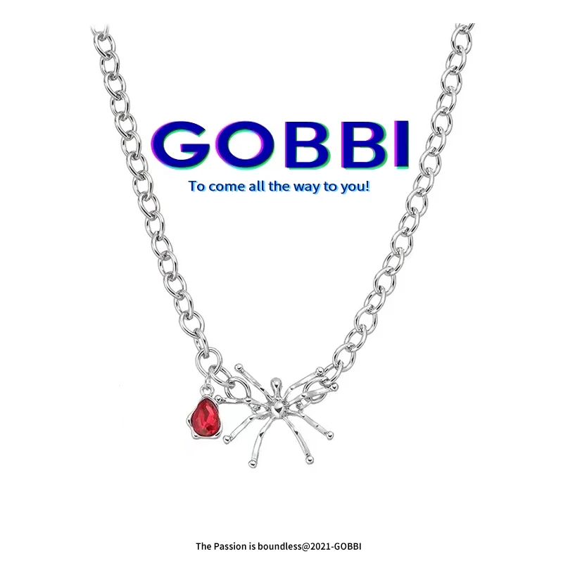 GOBBI Spider Necklace Lady Red Crystal Necklace Lady Fashion Crystal Pendant Lady Party Jewelry Silver Fashion Metal 
GOBBI Spider Necklace Lady Red Crystal Necklace Lady Fashion Crystal Pendant Lady Party Jewelry Silver Fashion Metal