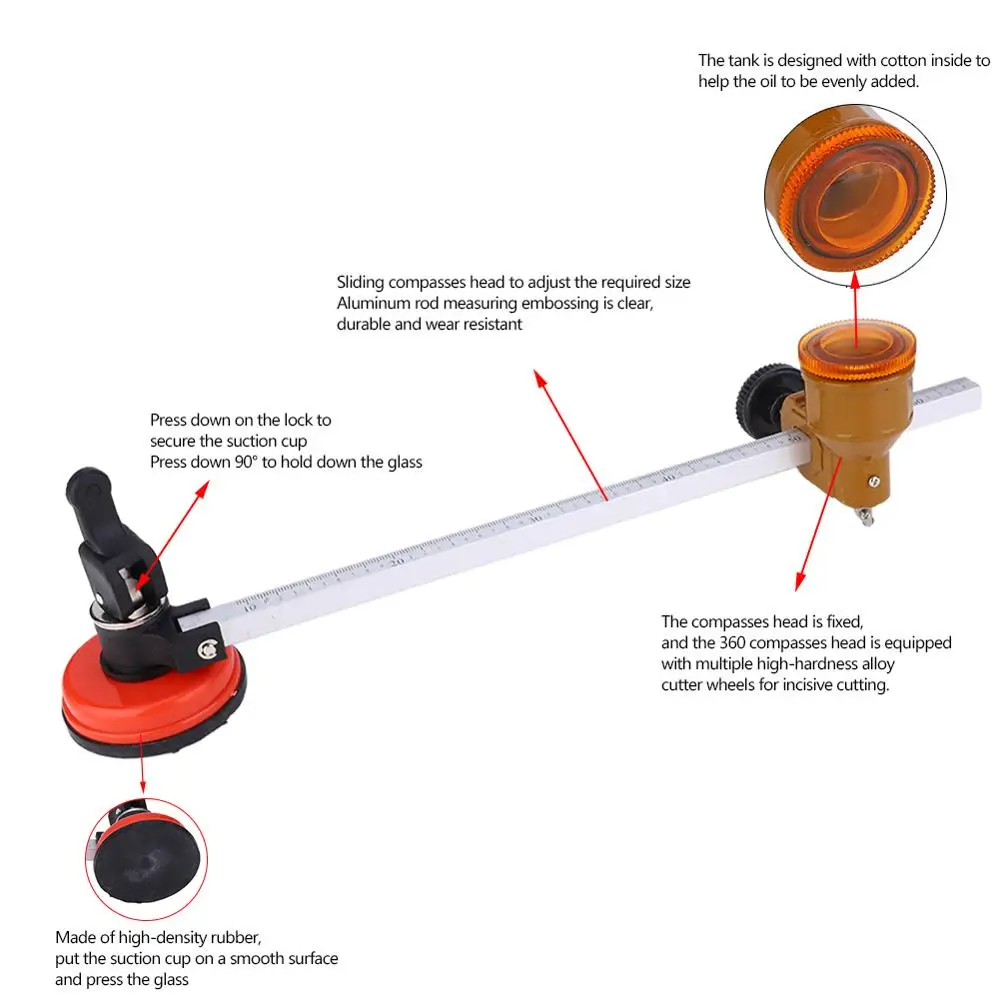 60CM Aluminum Alloy Glass Circular Cutter Ceramic Tile Round Hole Cutting Tools High Hardness
60CM Aluminum Alloy Glass Circular Cutter Ceramic Tile Round Hole Cutting Tools High Hardness