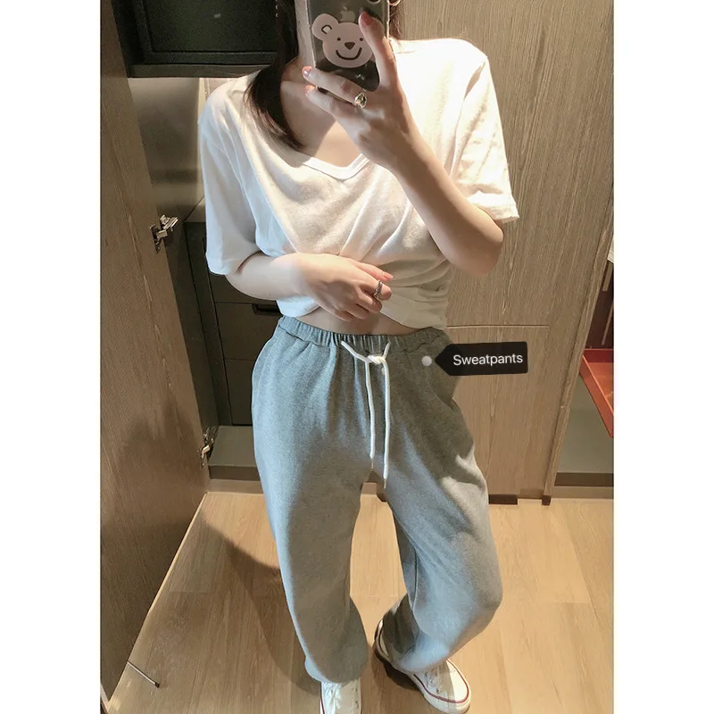 Новинка 2020, летние прямые женские брюки HXJJP для отдыха и спорта, Корейская версия свободных эластичных спортивных брюк для женщин 
Новинка 2020, летние прямые женские брюки HXJJP для отдыха и спорта, Корейская версия свободных эластичных спортивных брюк для женщин