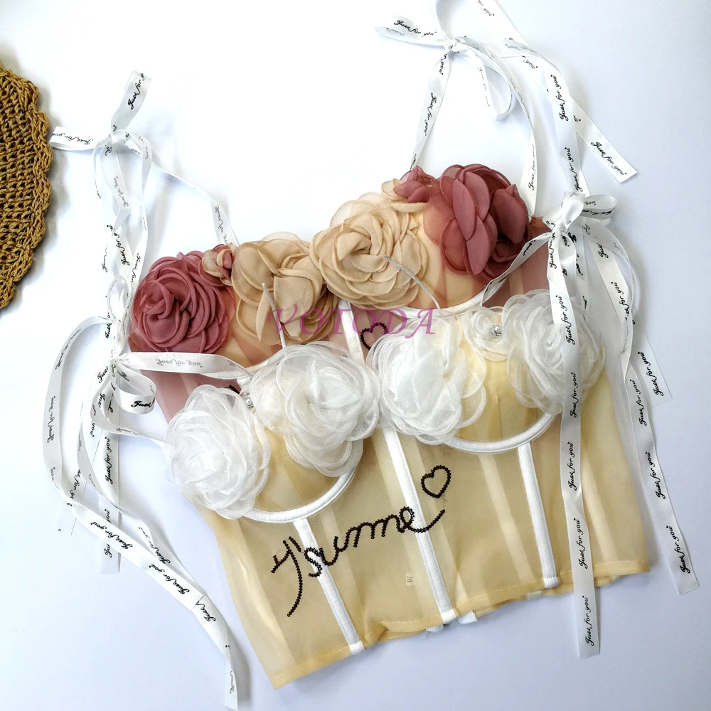 Fashion Women Tops Camis Tank Top French Bustier Corset Cross Lace-up Sweet Lovely Flower Lingerie Padded Sexy Transparent Bra
Fashion Women Tops Camis Tank Top French Bustier Corset Cross Lace-up Sweet Lovely Flower Lingerie Padded Sexy Transparent Bra
