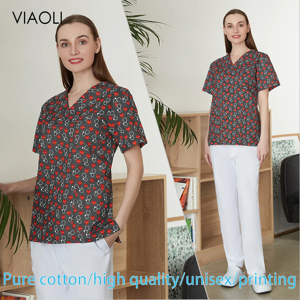 ECG print cotton V-neck suit hospital cardiology nurse doctor medical overalls short-sleeve shirt cotton unisex can be wholesale
ECG print cotton V-neck suit hospital cardiology nurse doctor medical overalls short-sleeve shirt cotton unisex can be wholesale