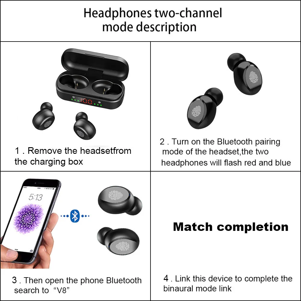 TWS Wireless Earphones Bluetooth Earphone 5.0 9D Bass Stereo Waterproof Earbuds Handsfree Headset With Microphone Charging Case
TWS Wireless Earphones Bluetooth Earphone 5.0 9D Bass Stereo Waterproof Earbuds Handsfree Headset With Microphone Charging Case