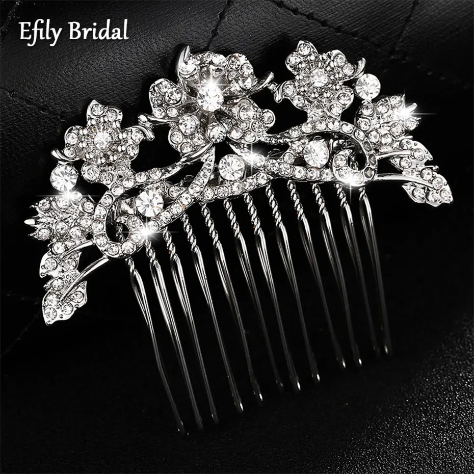 Efily Silver Color Rhinestone Wedding Hair Comb Flower Crystal Bridal Headpiece Bride Hair Accessories for Women Bridesmaid Gift 
Efily Silver Color Rhinestone Wedding Hair Comb Flower Crystal Bridal Headpiece Bride Hair Accessories for Women Bridesmaid Gift