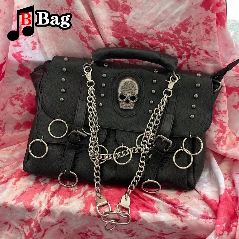 Y2K Gothic Skull Rivet Shoulder Bag tote Women Girls Rock Hip hop Circle chain Messenger Bag Large Capacity Commuter Bag Handbag
Y2K Gothic Skull Rivet Shoulder Bag tote Women Girls Rock Hip hop Circle chain Messenger Bag Large Capacity Commuter Bag Handbag