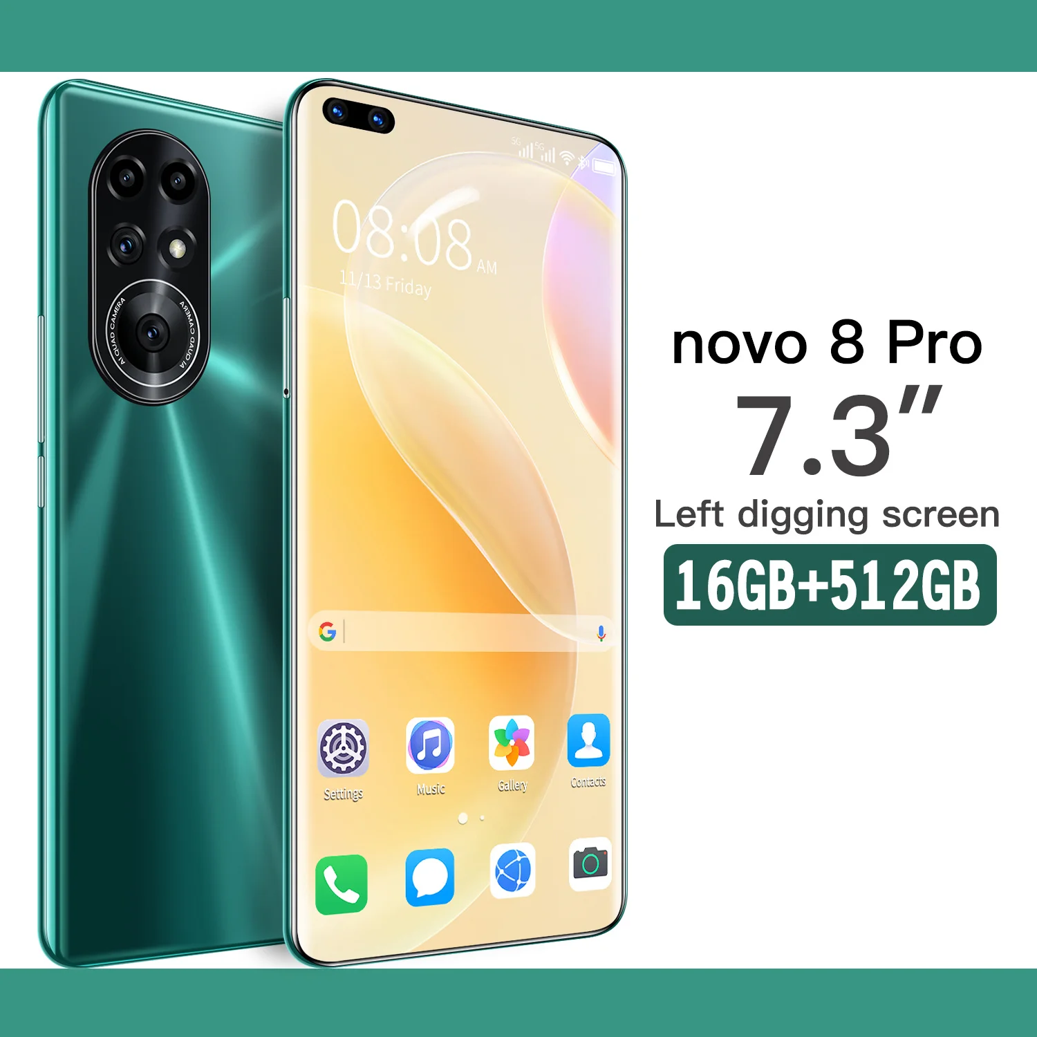 Hot Global Version Novo 8 Pro 7.3 Inch Smartphone 6800mAh 8+256GB Android 11 Google 5G Mobile Phone Cheap Telefone Inteligente
Hot Global Version Novo 8 Pro 7.3 Inch Smartphone 6800mAh 8+256GB Android 11 Google 5G Mobile Phone Cheap Telefone Inteligente