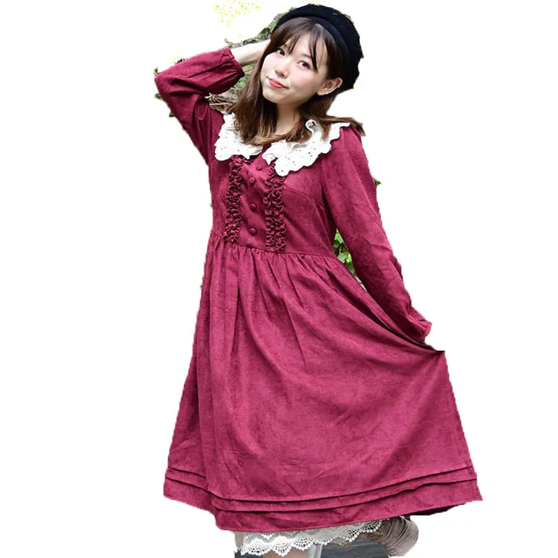 Japanese Style Bohemian Gothic Mori Girl Lolita Sweet Lace Embroidery Velet Cotton High Quality Long Sleeve Women Elegant Dress
Japanese Style Bohemian Gothic Mori Girl Lolita Sweet Lace Embroidery Velet Cotton High Quality Long Sleeve Women Elegant Dress