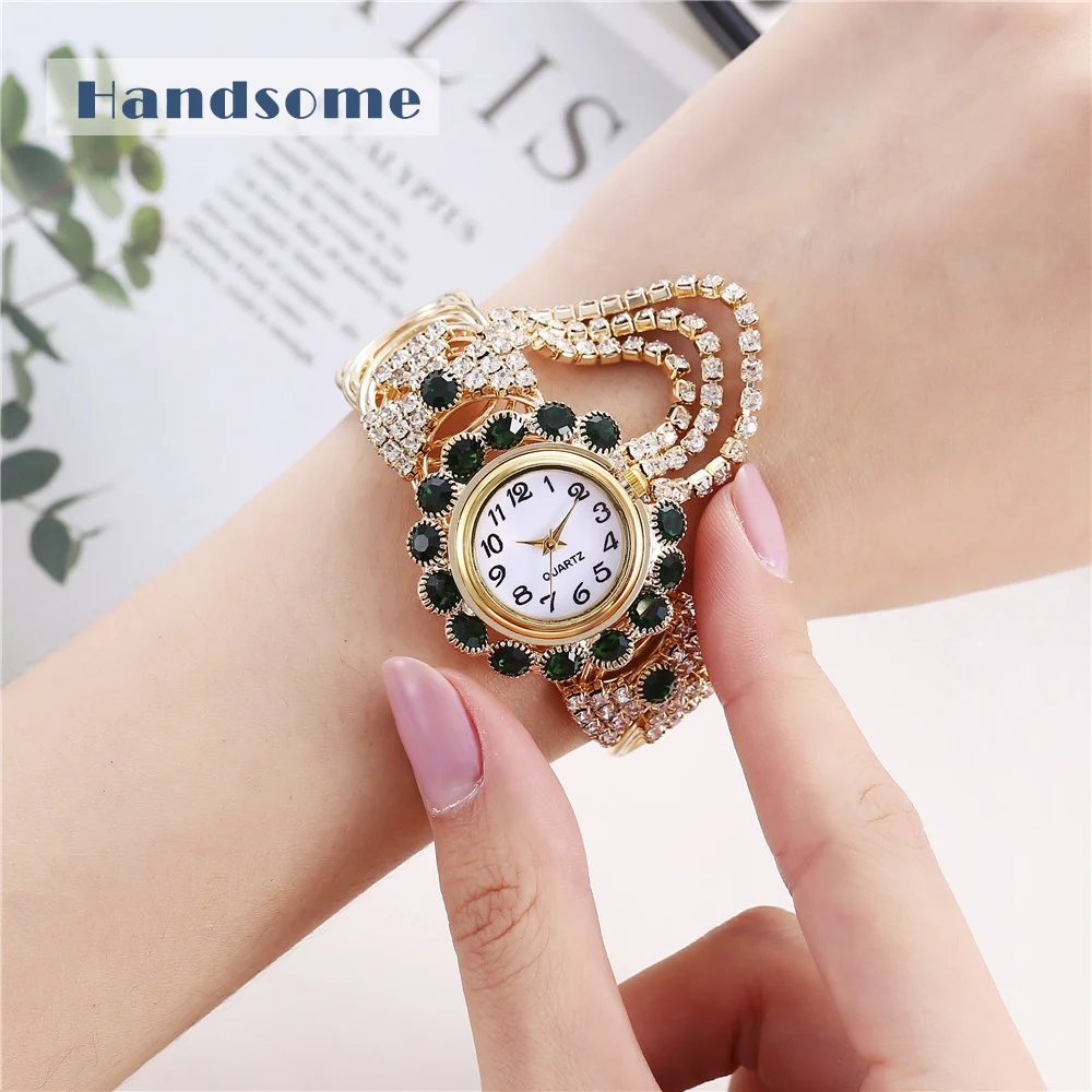 

Women Watch Diamond-Studded Khorasan Alloy Fashion Watch Ladies Creative Fringe Quartz Bracelet Watch models Elegant Clock