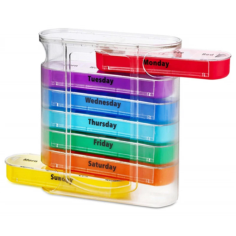 Travel Weekly 7 Days Pill Box 28 Compartments Pill Organizer Plastic Medicine Storage Dispenser Cutter Drug Cases
Travel Weekly 7 Days Pill Box 28 Compartments Pill Organizer Plastic Medicine Storage Dispenser Cutter Drug Cases