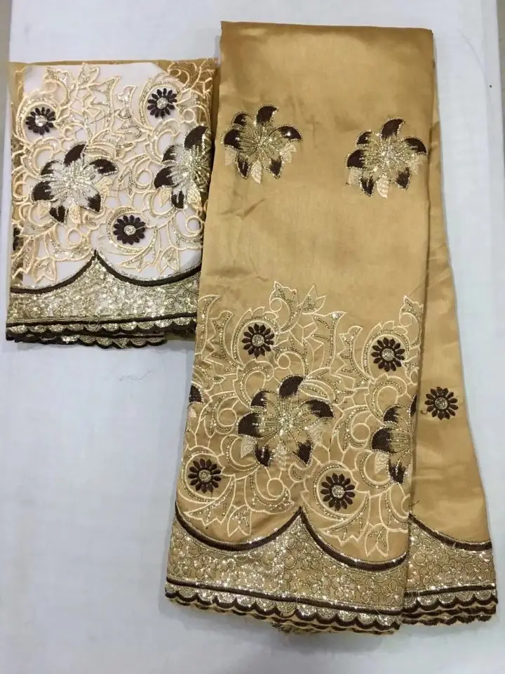 5Yards New fashion khaki George lace fabric with embroidery and 2yards french lace for clothes OG7-3
5Yards New fashion khaki George lace fabric with embroidery and 2yards french lace for clothes OG7-3